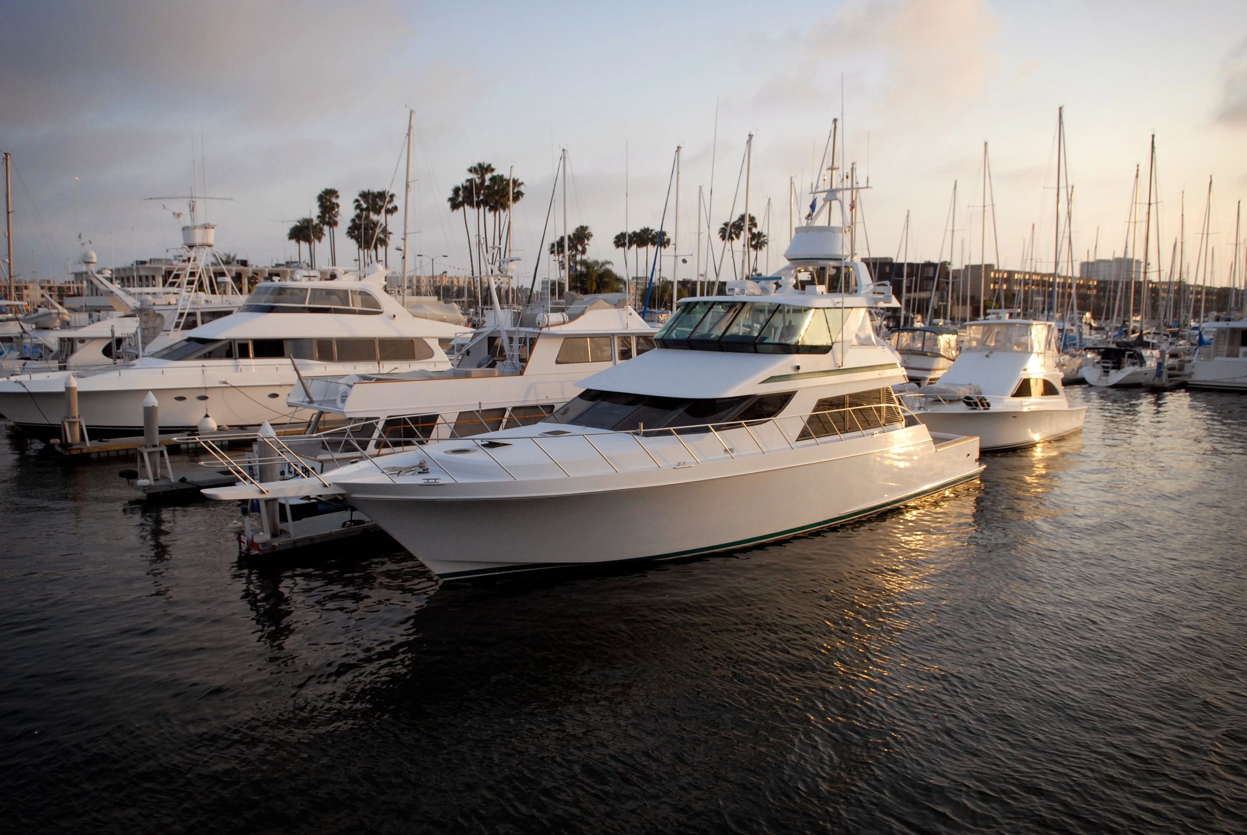 luxury yacht in Southern California marina