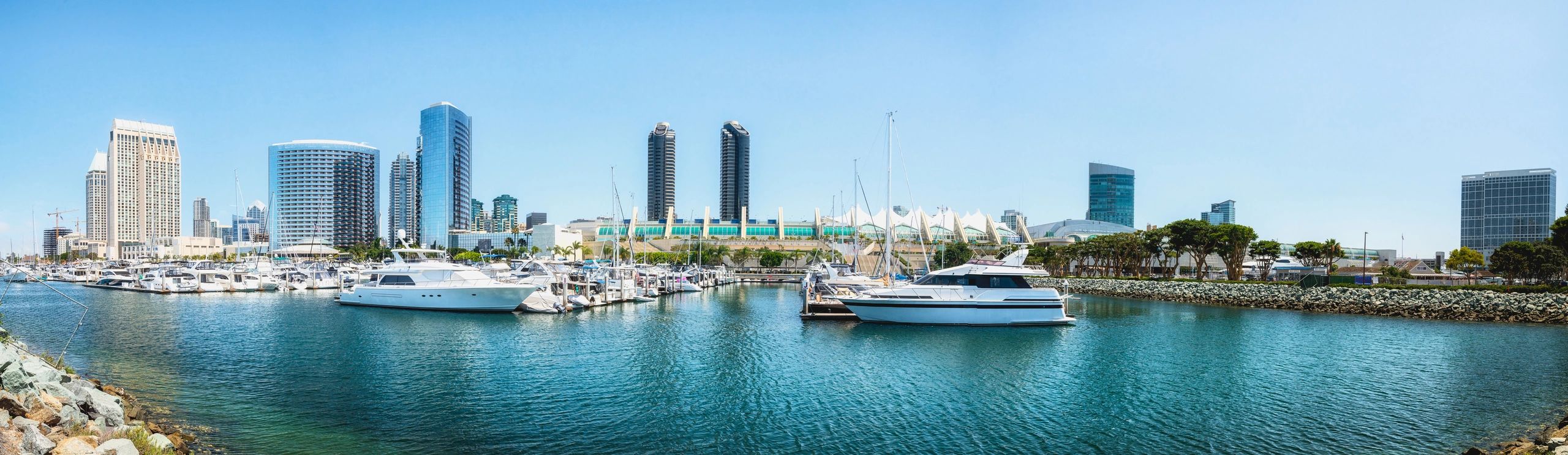 luxury yacht in Southern California marina