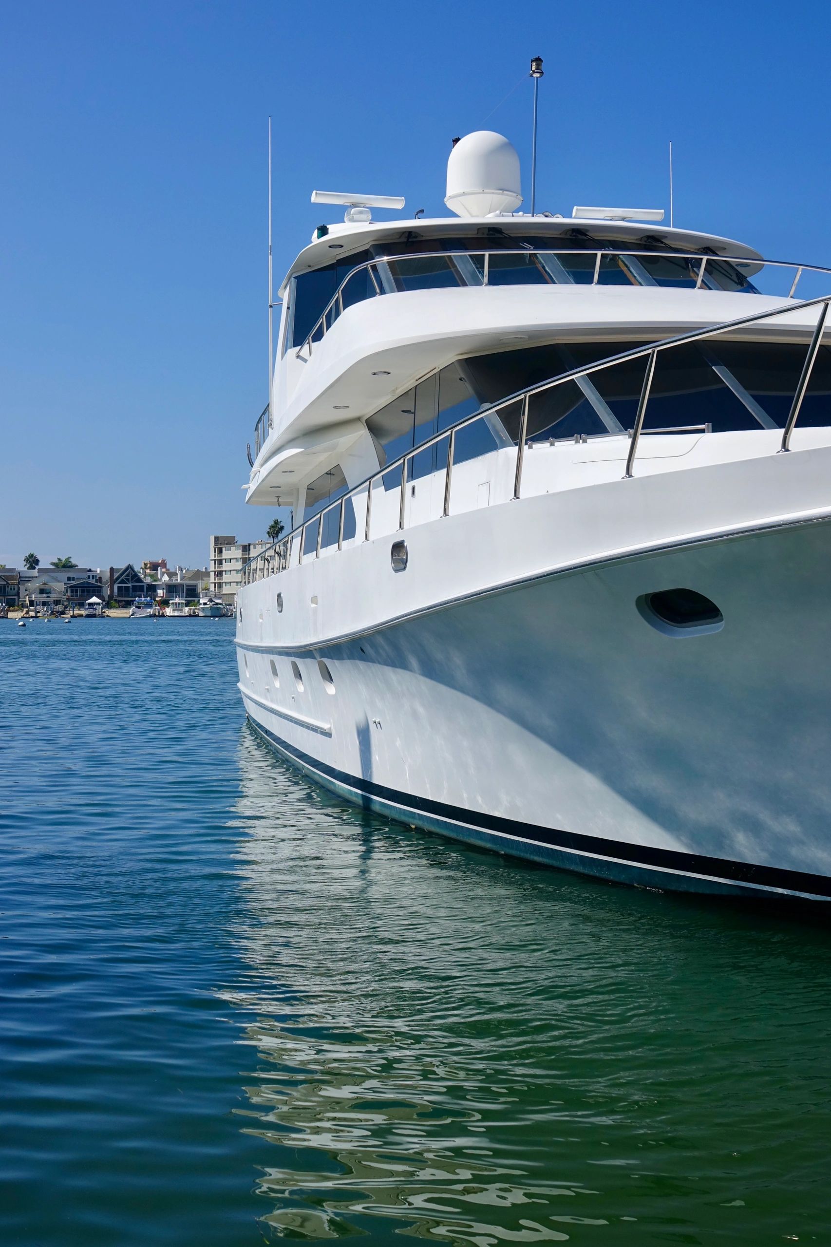 luxury yacht in Southern California marina