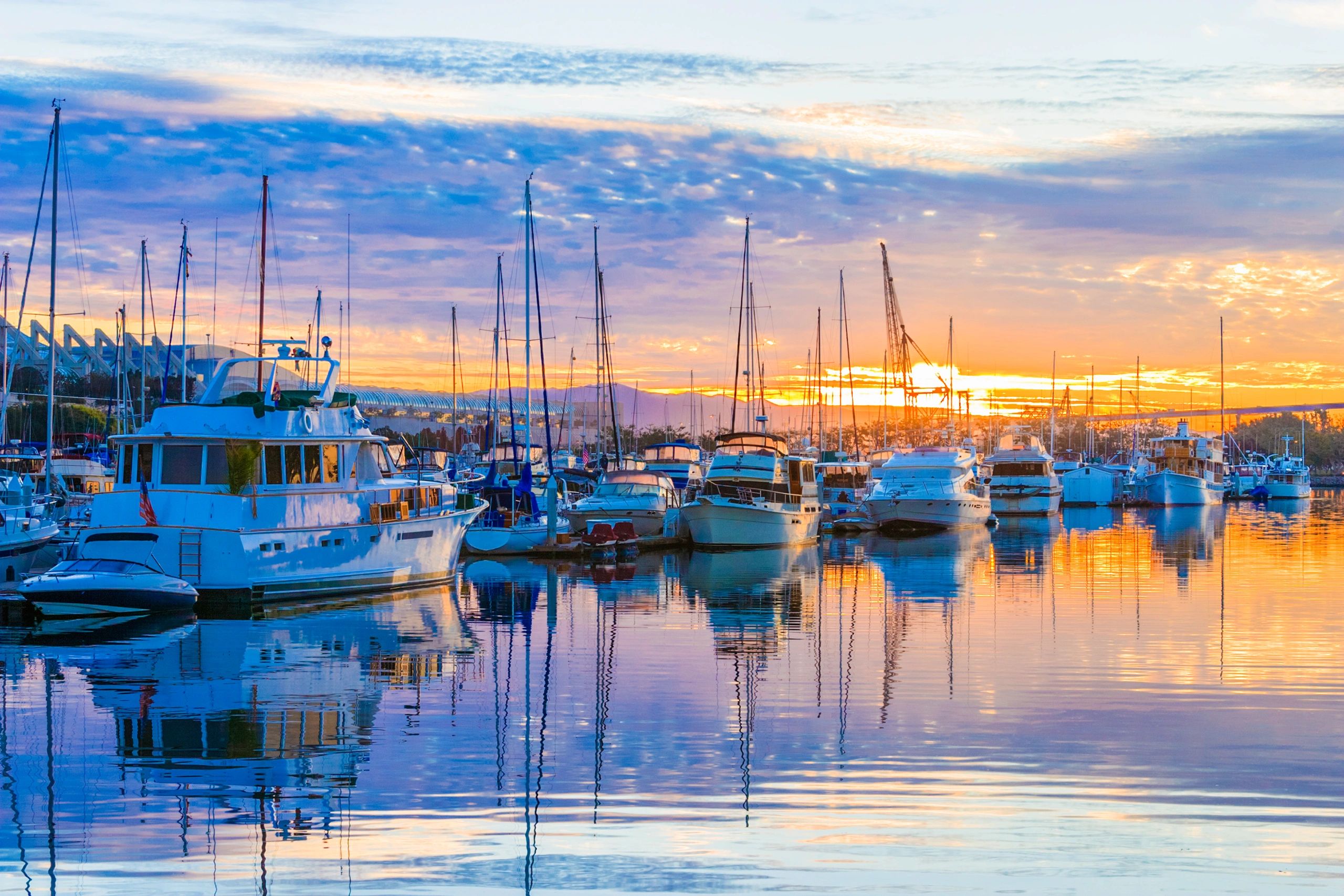 luxury yacht in Southern California marina